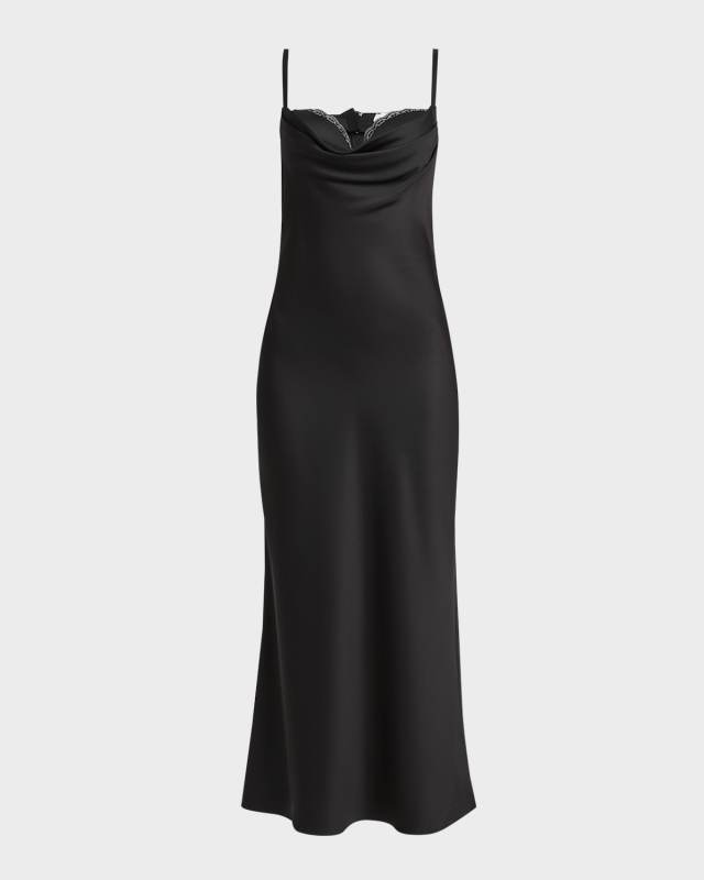 Draped Bustier Sleeveless Silk Midi Evening Dress