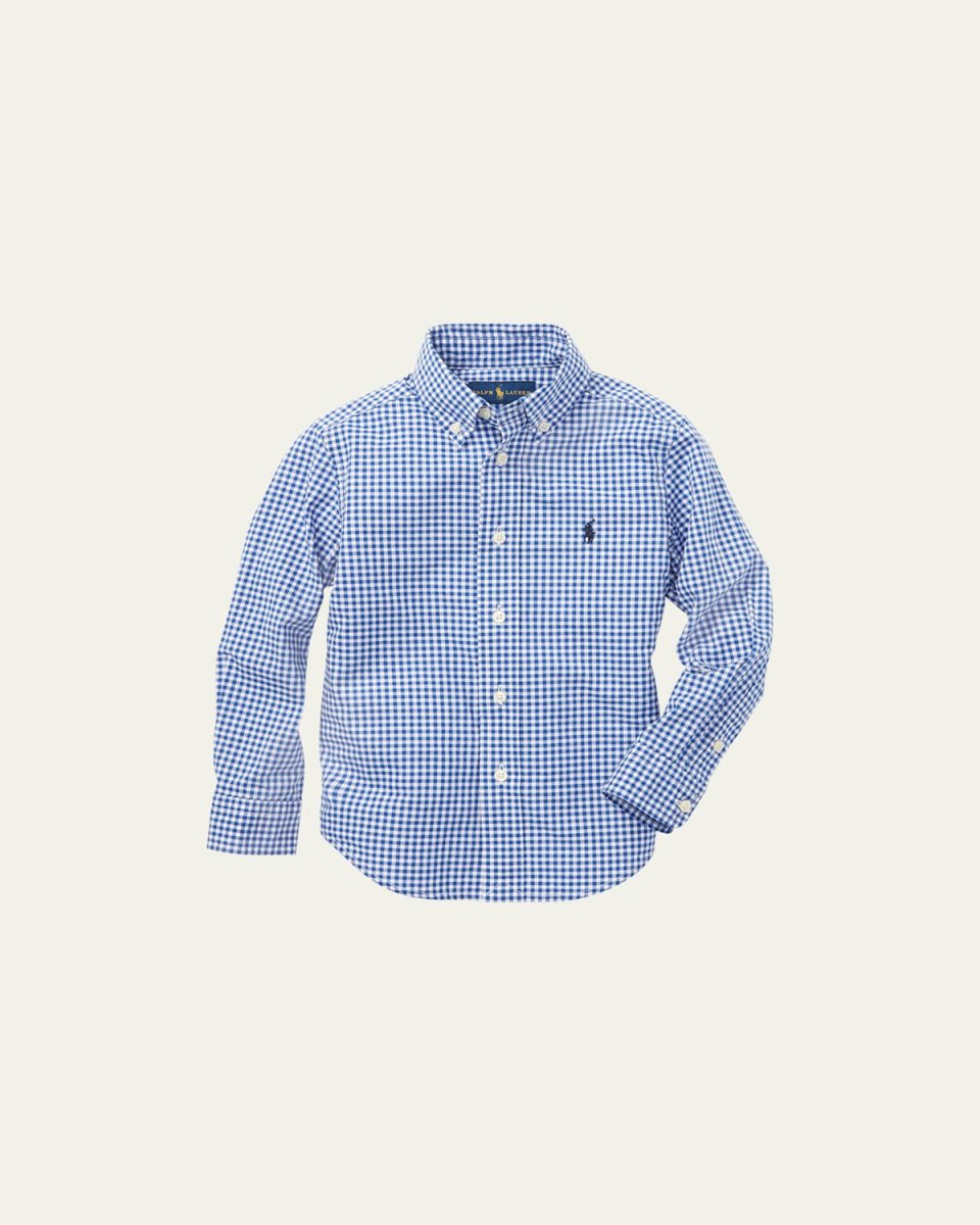 Poplin Woven Gingham Sport Shirt, Size 4-7
