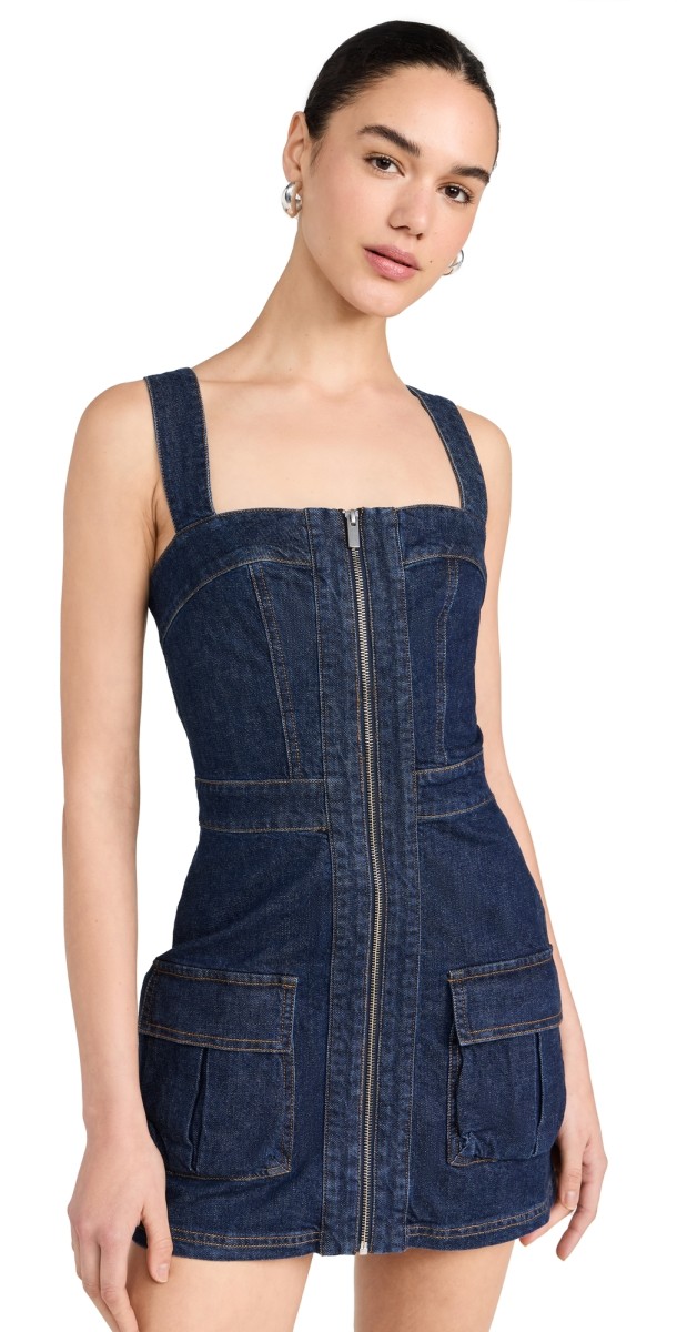 Amanda Uprichard Gage Dress In Denim Heritage Wash