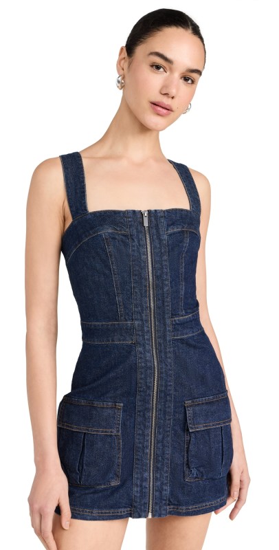 Amanda Uprichard Gage Dress In Denim Heritage Wash