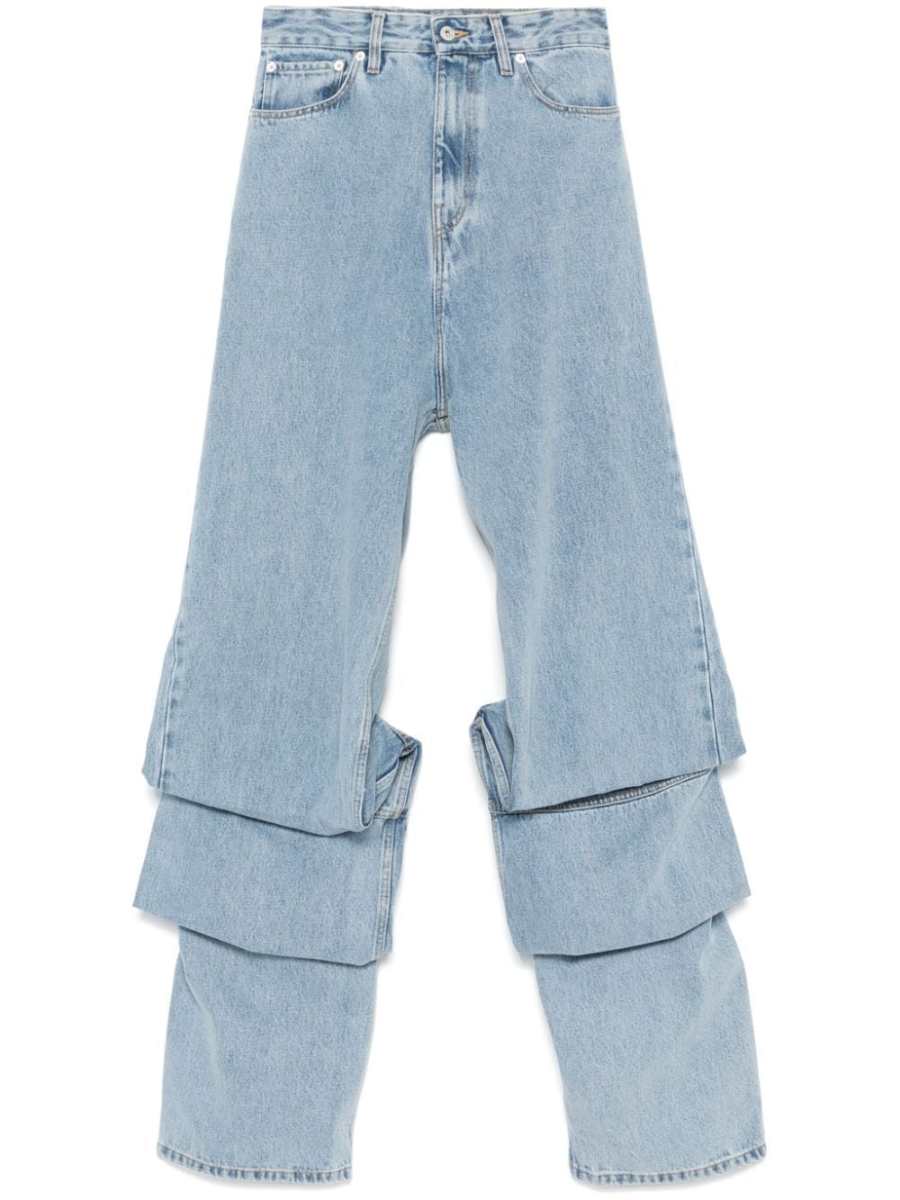 draped-detail jeans