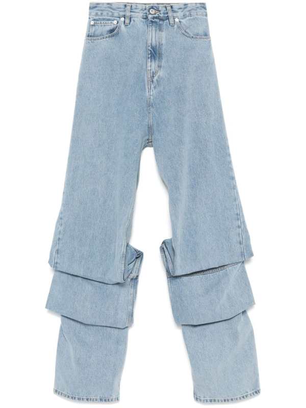 draped-detail jeans