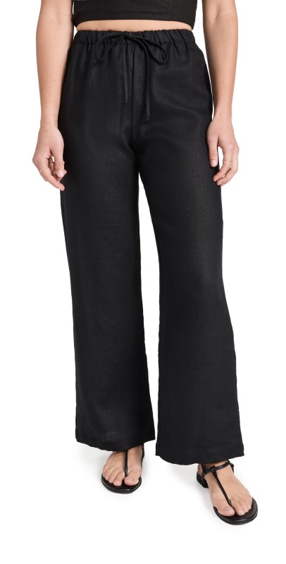 Reformation Petite Olina Linen Pants Black