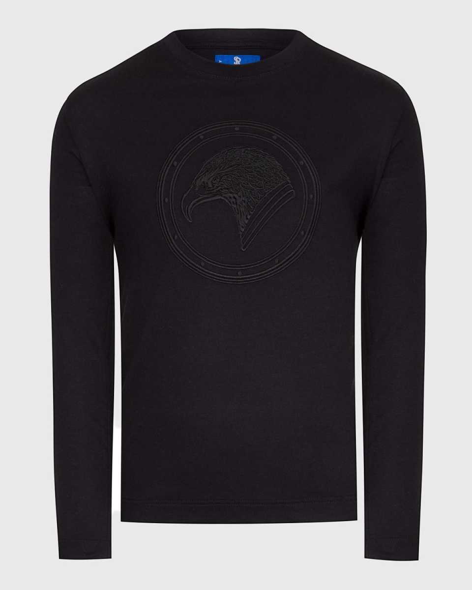 Boy's Tonal Logo Embroidered Long-Sleeve T-Shirt, Size 4-14