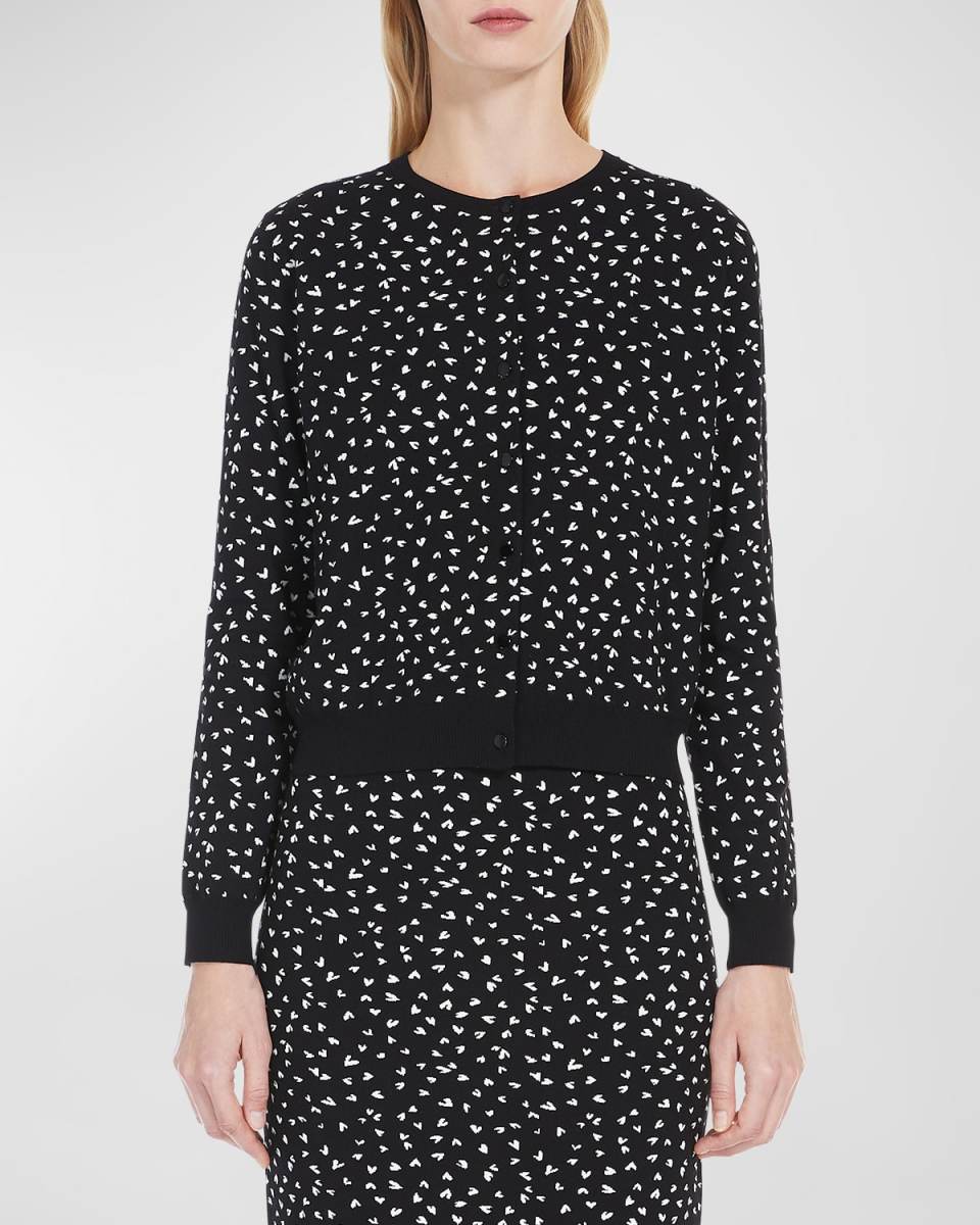 Riber Button-Down Heart Intarsia Sweat