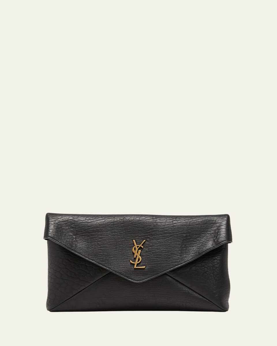 Large YSL Envelope Pouch Clutch Bag in Leather