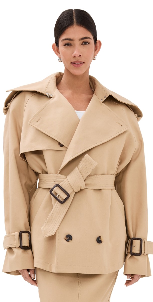 WARDROBE. NYC Crop Trench Coat Khaki