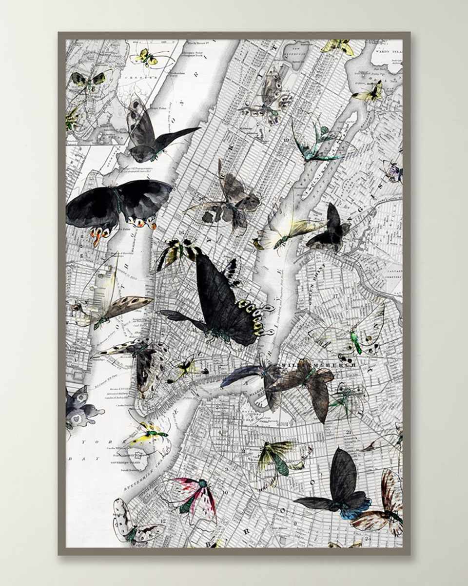 New York Butterfly Map I" Wall Art