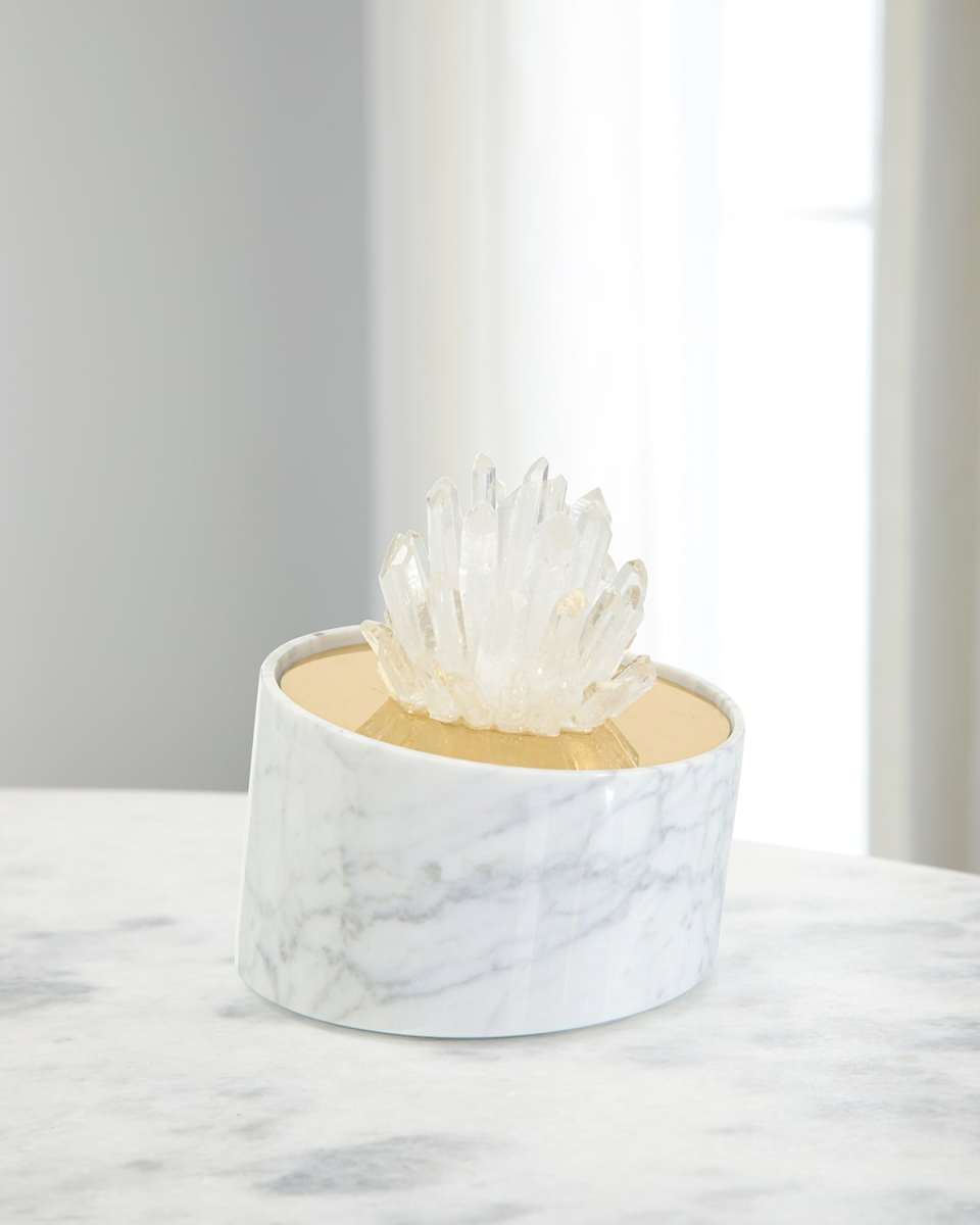 Quartz Embellished Marble Sculpture I
