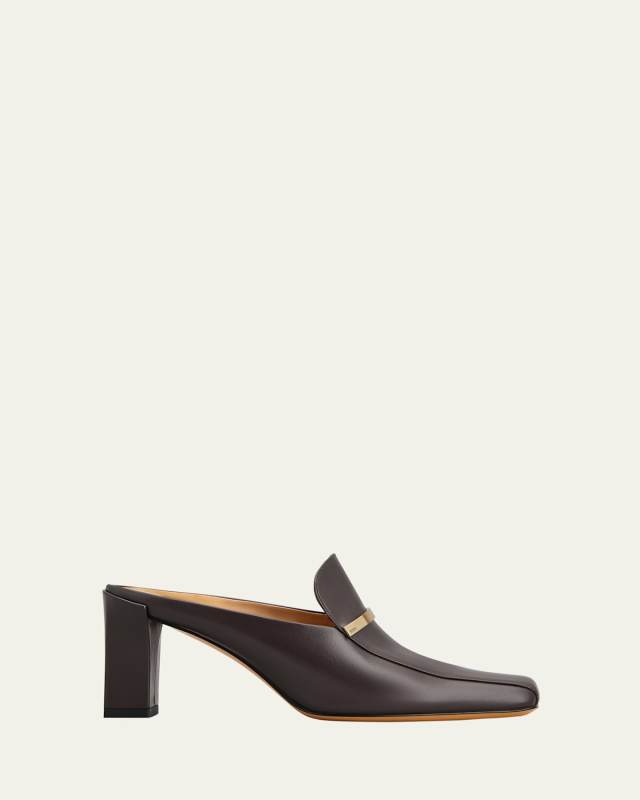 Leather Bar Loafer Mules