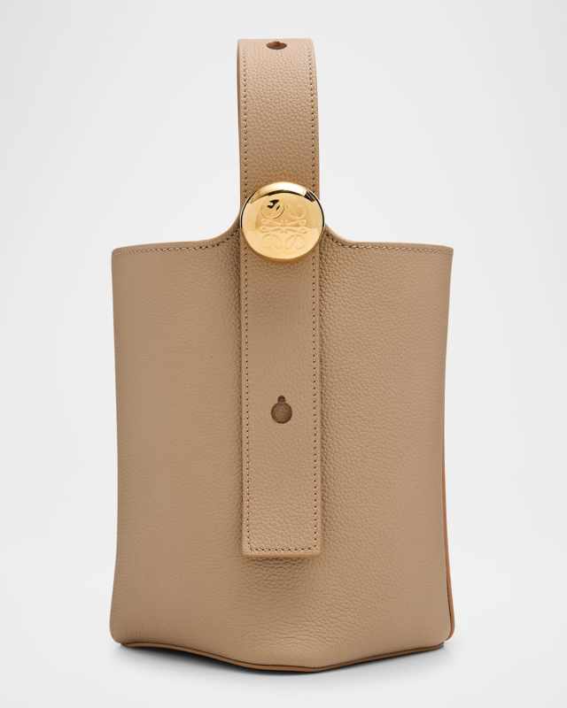 Mini Pebble Leather Bucket Bag