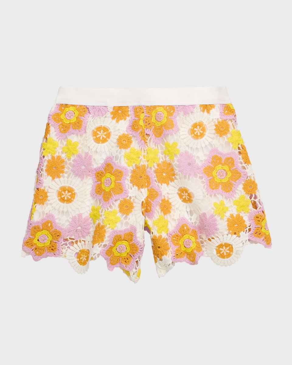 Girl's Crochet Floral Shorts, Size 7-