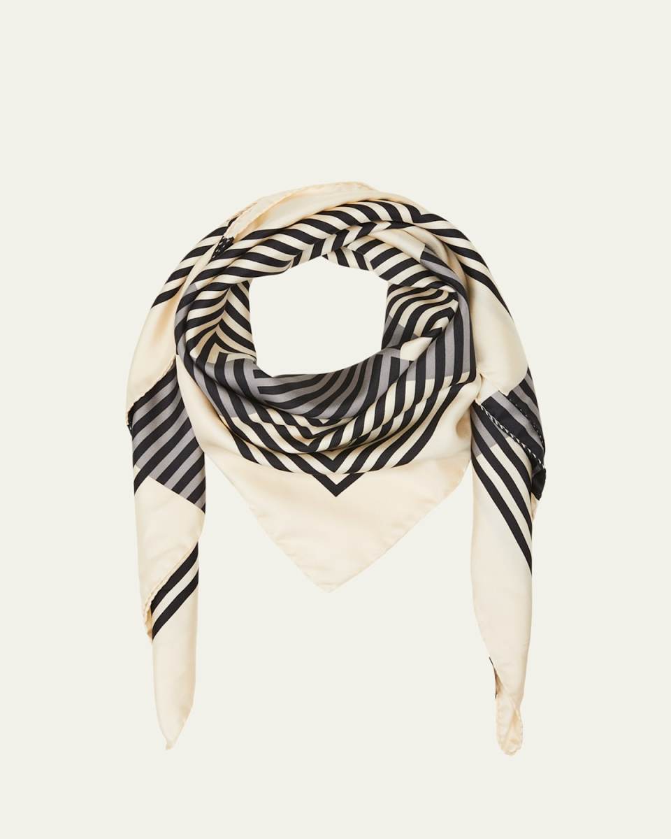 YSL Optical Striped Silk Square Scarf