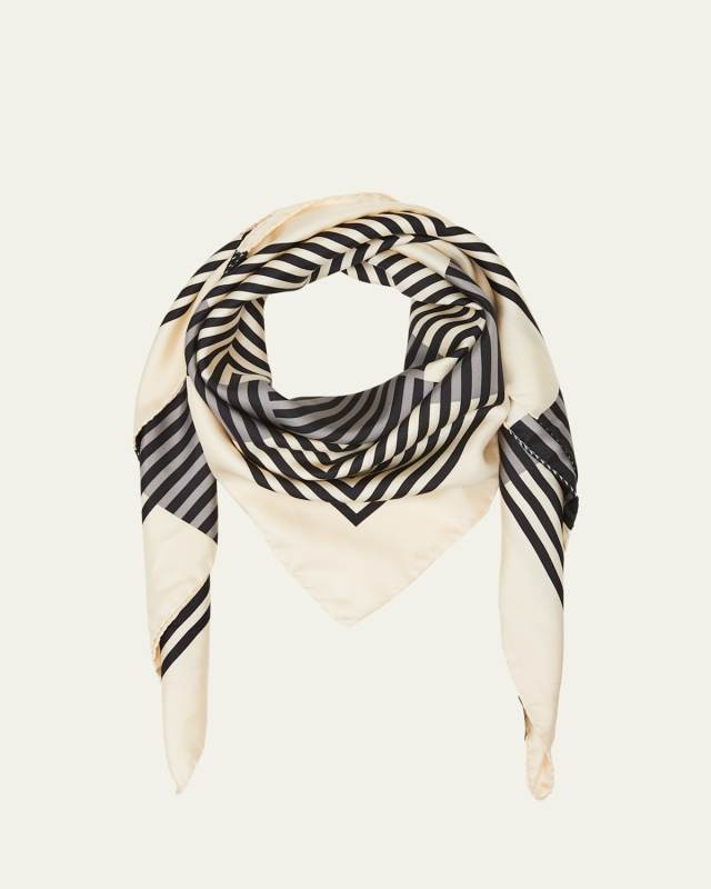 YSL Optical Striped Silk Square Scarf