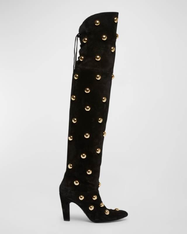 Eve Suede Stud Over-The-Knee Boots