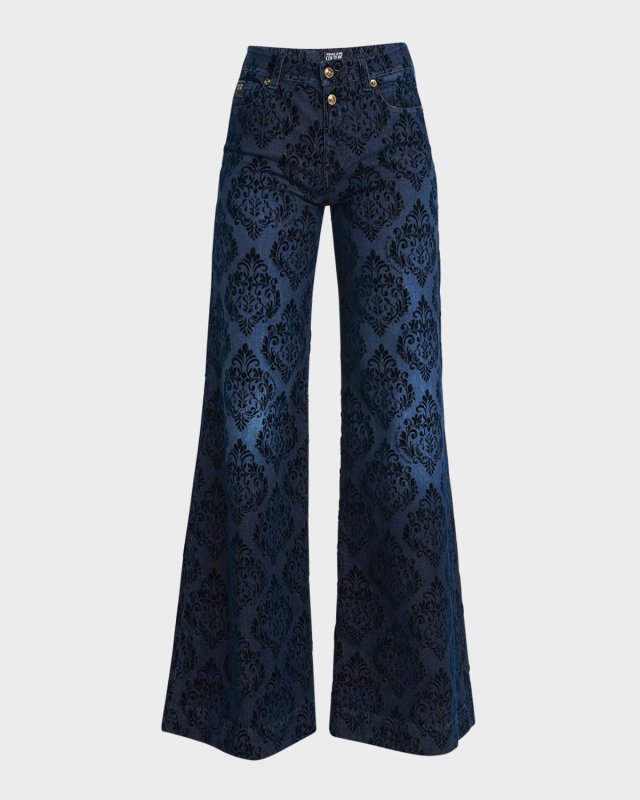 Printed Wide-Leg Jeans