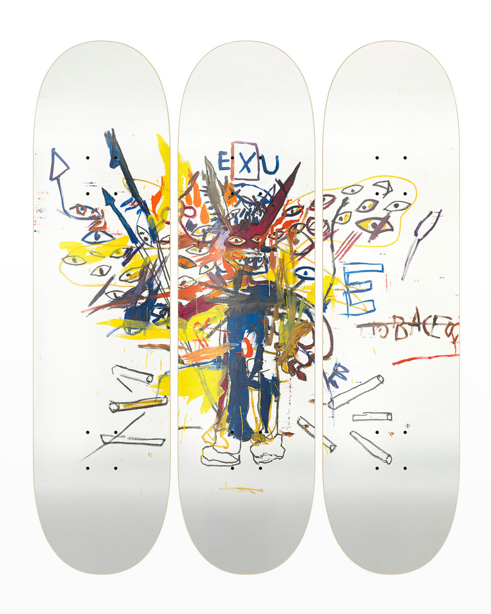 "Basquiat Exu" by Jean-Michel Basquiat Skateboard Wall Art, Set of 3