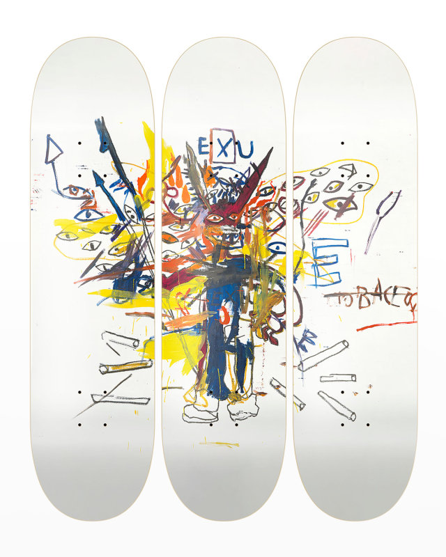 "Basquiat Exu" by Jean-Michel Basquiat Skateboard Wall Art, Set of 3