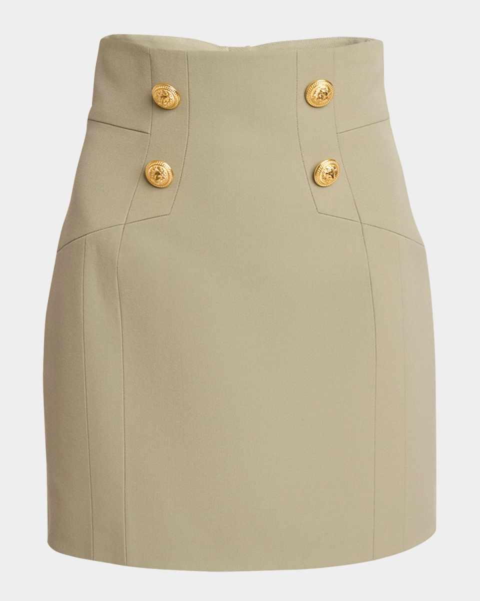 High Waist Wool Mini Skirt