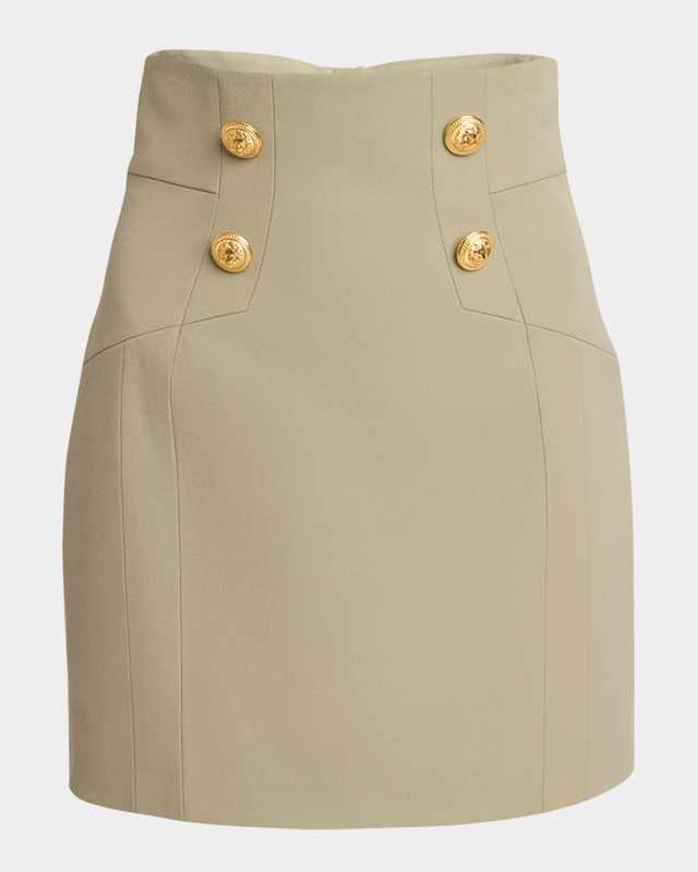 High Waist Wool Mini Skirt