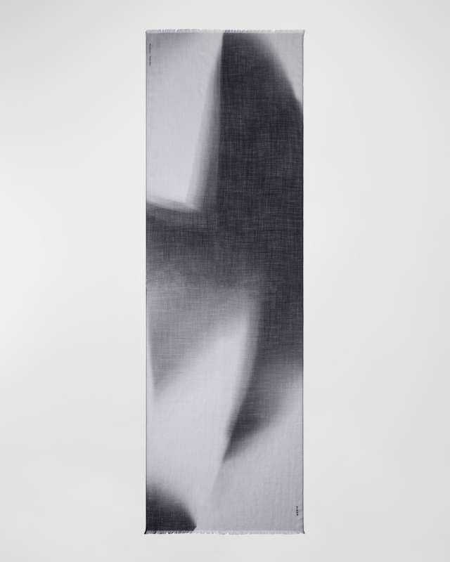 Shadow Print Cashmere-Silk Scarf
