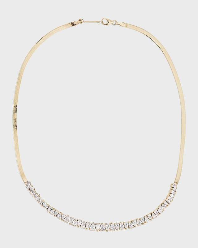 Zig Zag Pear Tennis Necklace