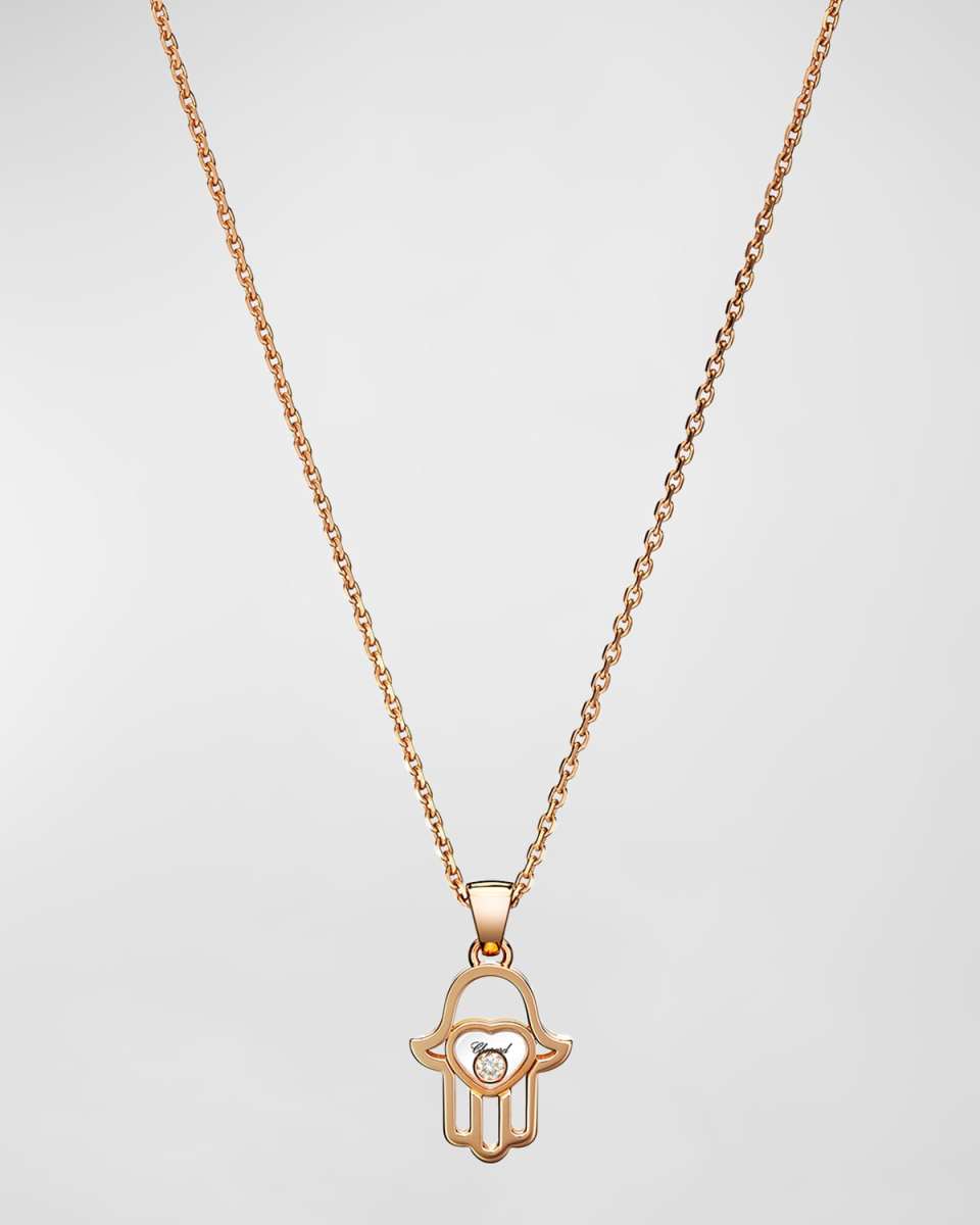 Happy Diamonds 18K Rose Gold Diamond Hamsa Pendant Necklace