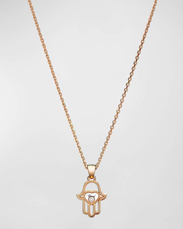 Happy Diamonds 18K Rose Gold Diamond Hamsa Pendant Necklace