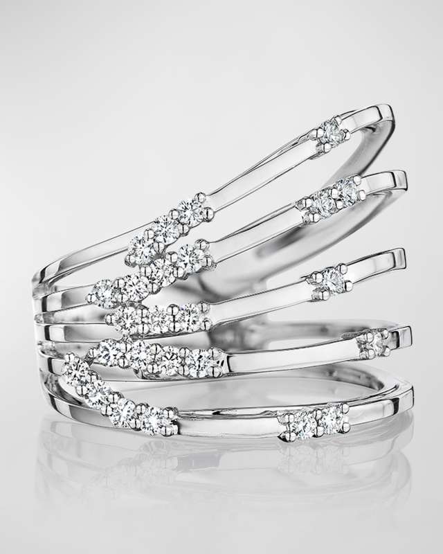 18K Luminus White Gold 5-Row Ring