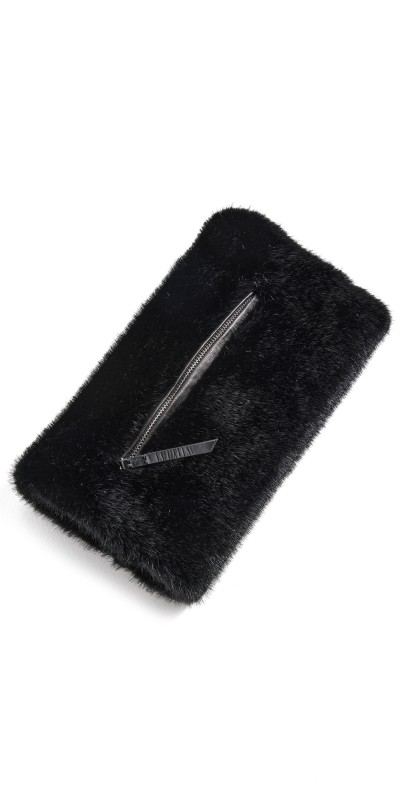 BY FAR Fletcher Muff Black Faux Fur Black