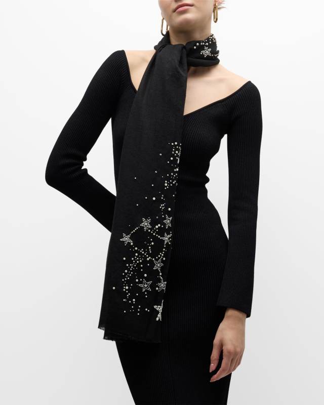 Starburst Embellished Cashmere-Silk Scarf