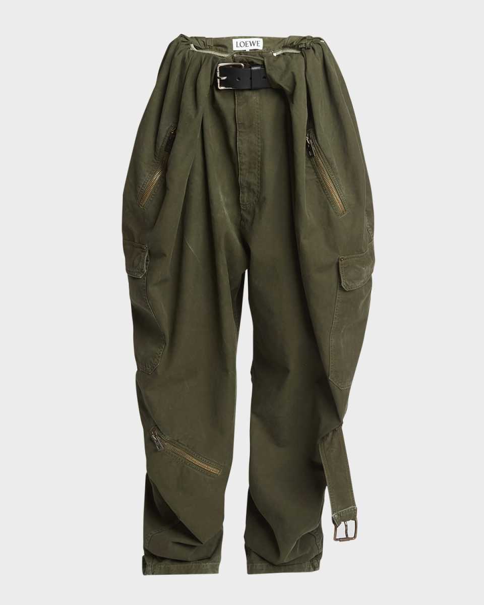 Wide-Leg Balloon Cargo Trousers