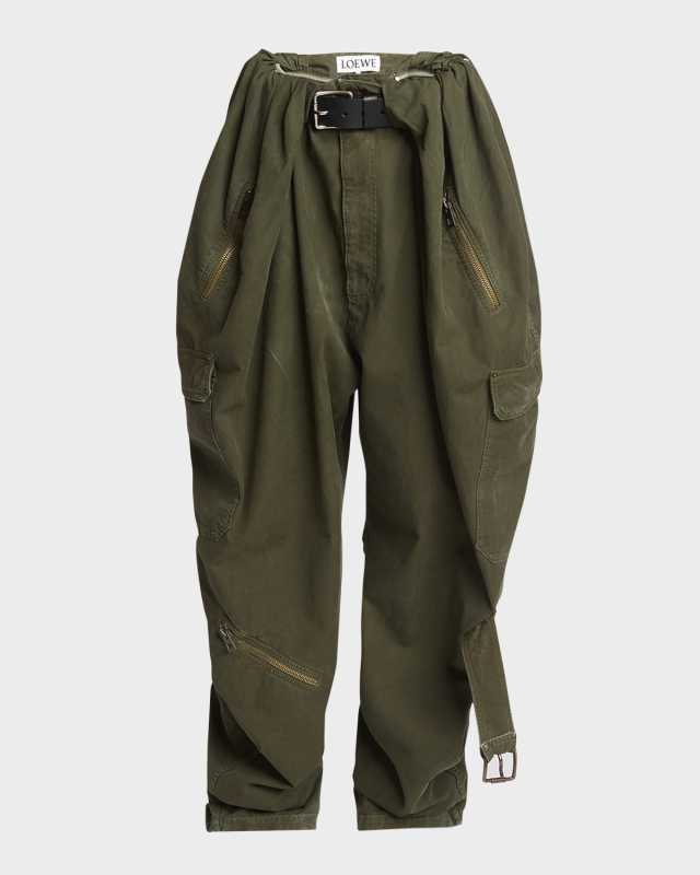 Wide-Leg Balloon Cargo Trousers