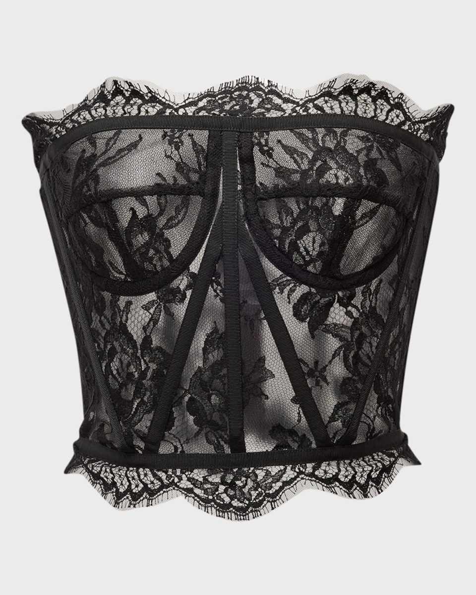 Scalloped Lace Strapless Corset Top