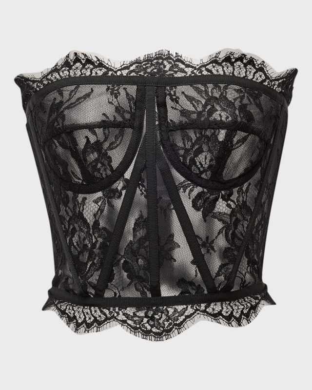 Scalloped Lace Strapless Corset Top