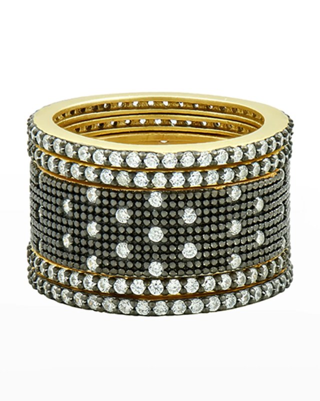 Cubic Zirconia Stack Rings, Set of 5, Size 5-9