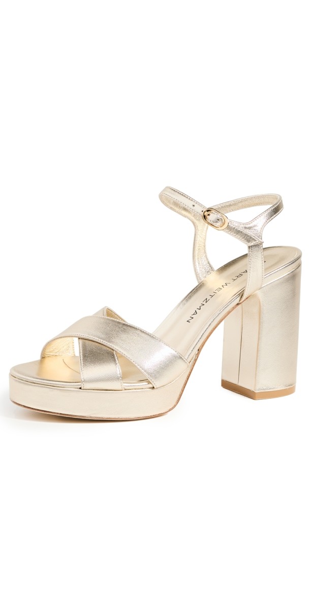 Stuart Weitzman Dayna Platform Sandals Light Gold
