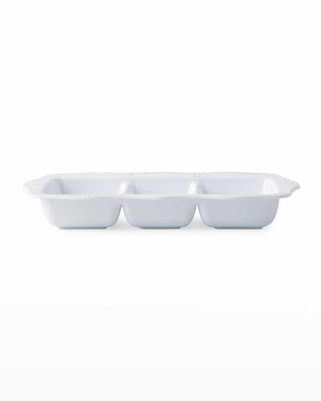 Berry & Thread Melamine 14" Triple Section Server - Whitewash