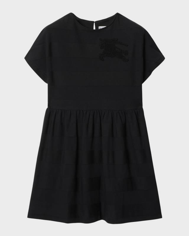 Girl's Rhonda Jersey Dress W/ Equestrian Knight Design, Size 3-14