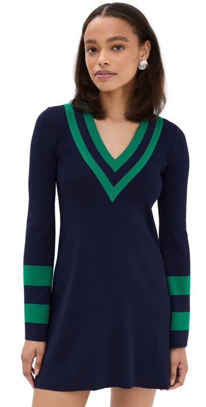 STAUD Sunshine Dress Navy/Seaweed