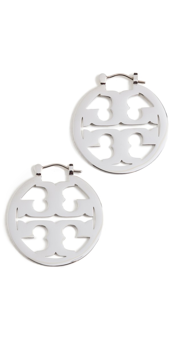 Tory Burch Small Miller Hoop Earrings Tory Silver