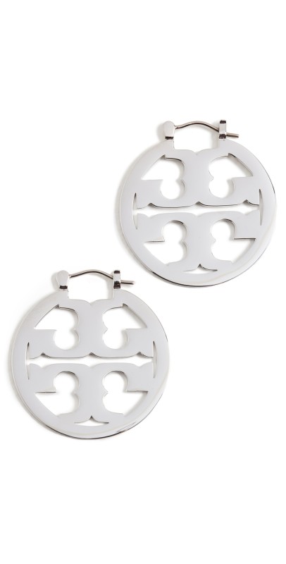 Tory Burch Small Miller Hoop Earrings Tory Silver