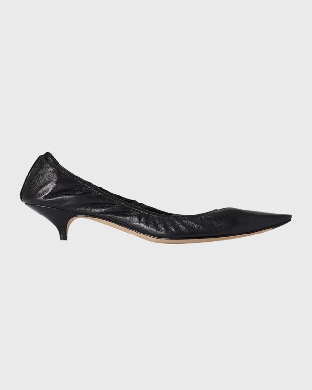 Liisa Leather Kitten-Heel Pumps