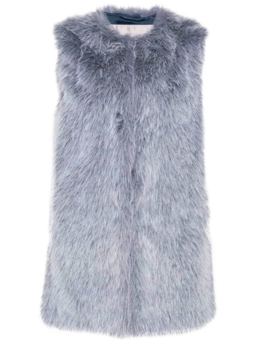 collarless faux-fur gilet