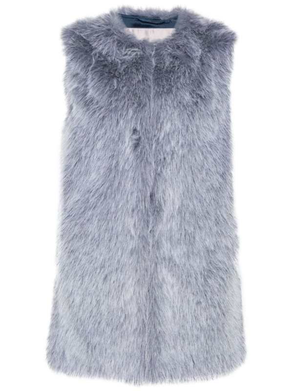 collarless faux-fur gilet