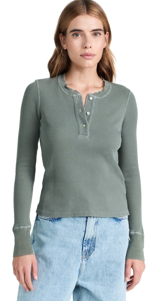 AMO Thermal Henley Tee Tea Leaf