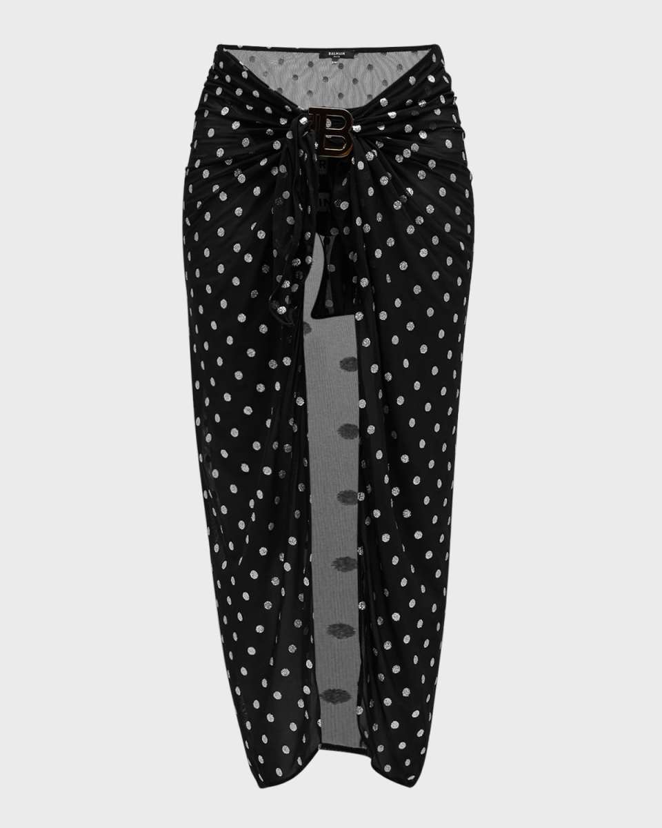 Logo Buckle Polka Dot Pareo Coverup
