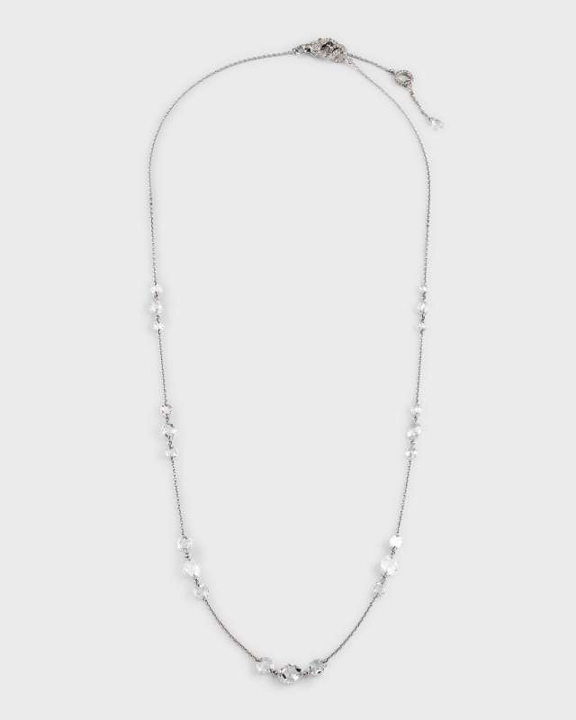 18K White Gold Rose-Cut Diamond Station Necklace, 18"L, 3.75tcw