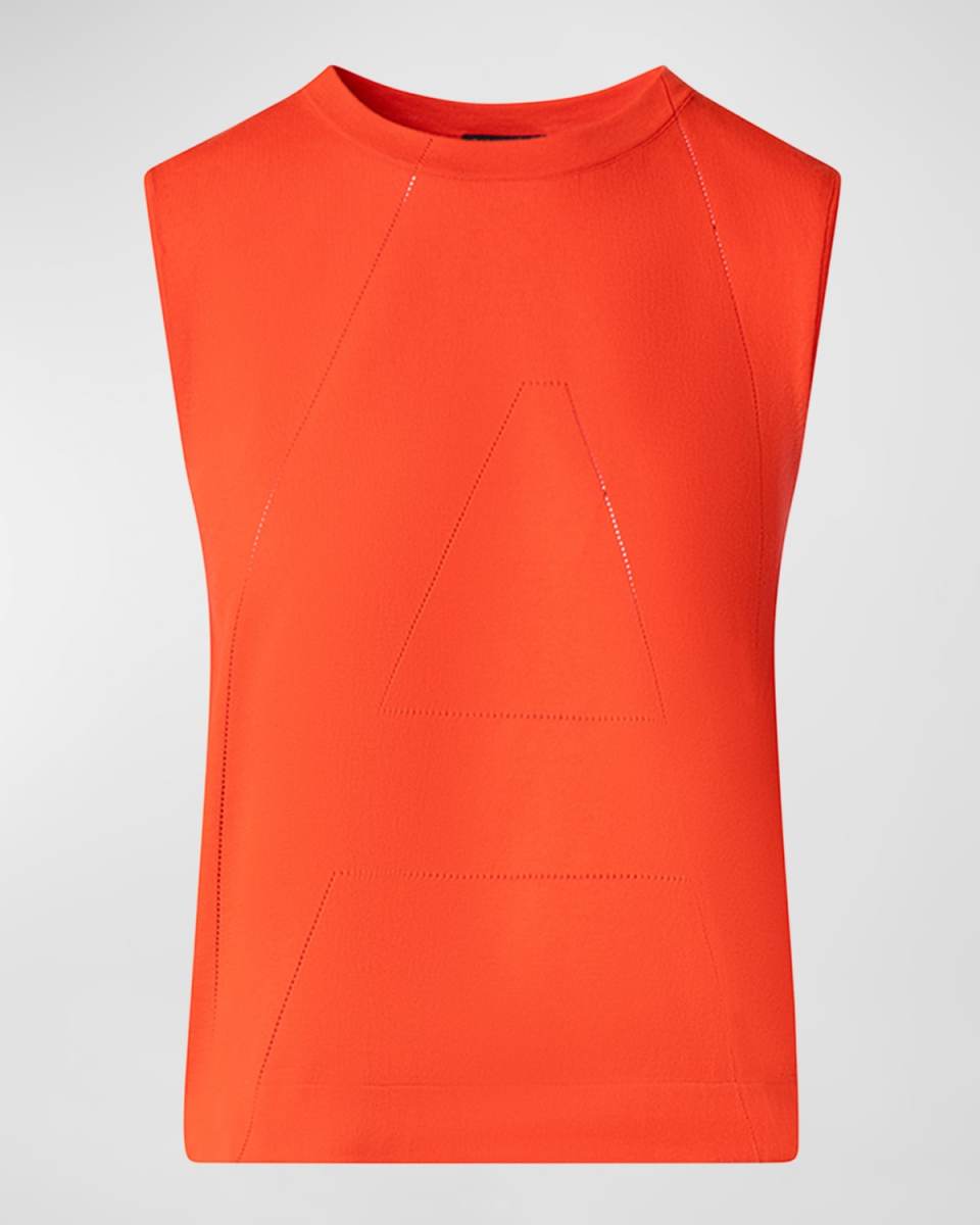 A-Hemstitch Sleeveless Cotton Knit Top