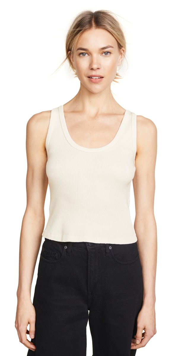 AMO Crop Rib Tank Vintage White